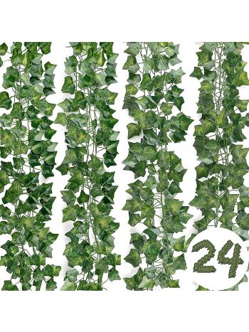 Efeu-Girlande, künstliche Pflanzen, 24 Stück, künstliche Efeu-Pflanze, 168 Fuß im Freien