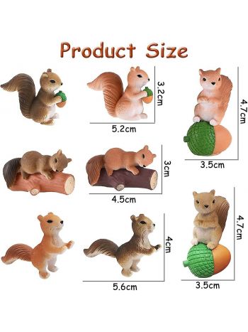 8 Stück Eichhörnchen-Figuren – Miniatur, Eichhörnchen-Feengarten