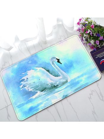 Swan Float Aquarell gezeichnete Malerei Fußmatte Innen-/Außen-/Badezimmerteppiche 45 x 75 cm