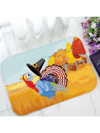 Niedliche Cartoon-Türkei entkommt den Pfeilen und verliert Happy Thanksgiving. Fußmatte für drinnen/draußen/Badezimmer, 40 x 60 cm