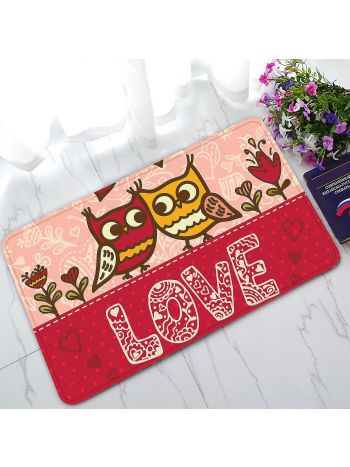 Lustige Eulen-Liebes-Rosa-Valentinstag-Fußmatte für drinnen/draußen/Badezimmerteppiche, 45 x 75 cm