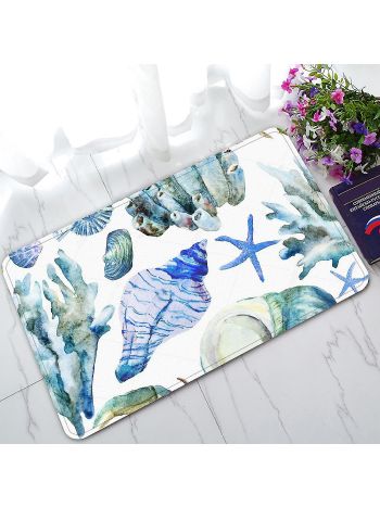 Meeresozean-Aquarell-Muschel-Korallen-Krabben-Fußmatte für drinnen/draußen/Badezimmerteppiche 45 x 75 cm