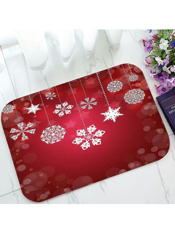 Fußmatte mit weihnachtlichen weißen Schneeflocken, Eingangsbereich, Teppich, Bodenmatte, Heimdekoration, 40 x 60 cm