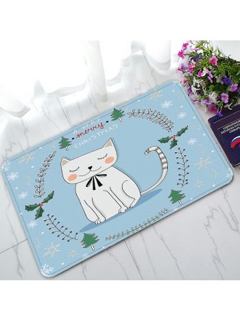 Fußmatte mit Katze, Weihnachtskarte, Zeichnung, für den Eingangsbereich, Teppich, Bodenmatte, Heimdekoration, 45 x 75 cm