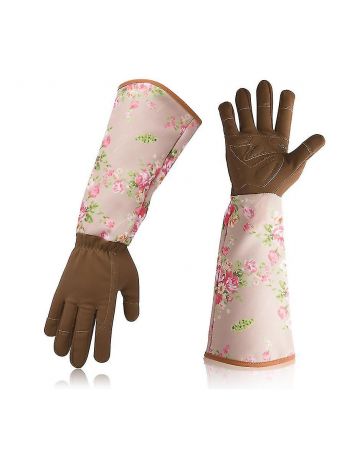 Lange Gartenhandschuhe für Damen, Arm- und Ellenbogenschutz, dornensicherer Schnitt mit extra langen Unterarmschutz-Gartenarbeitshandschuhen